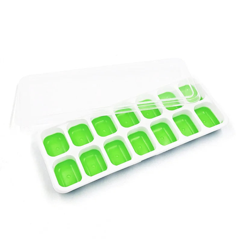 Ice Cube Tray Mold with Lid Silicone Square 14 Cube Easy Release Ice Cube Molds Summer Kitchen Bar DIY Iced Cocktail Freeze Tool